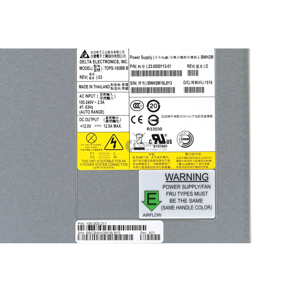 105-000-211 EMC 150W POWER SUPPLY FOR BROCADE DS-6510